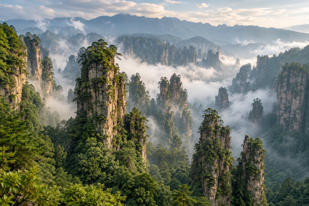 张家界路线正文：薄雾中的砂岩峰林（主题配图）